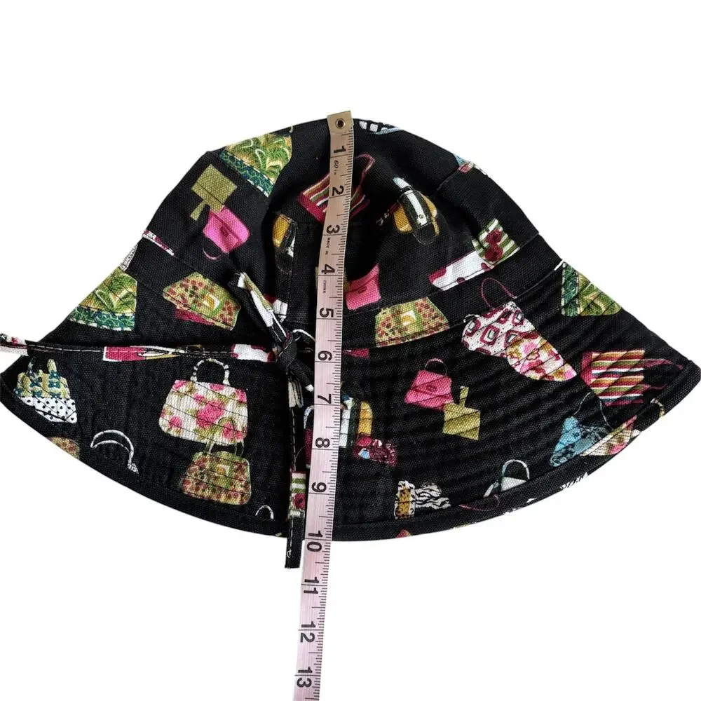 Retro Fashion Handbag Purse Print Bucket Hat Black Multicolor Whimsy Eclectic